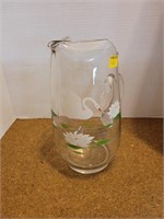 MCM Glass Pitcher with Handpainted Swans