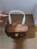 VTG Wooden Purse with Lucite Handle