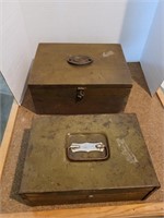 Vintage Wood Box & Metal Cash Box