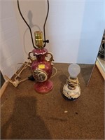 Victorian Lamp 21" & Delft Style 8", No Shades