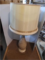 MCM Tan Textured & Wood Lamp