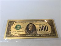 500 dollar 24k gold bill