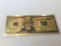 20 dollar 24k gold bill