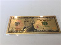 10 dollar 24k gold bill