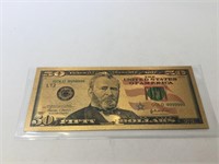 50 dollar 24k gold bill