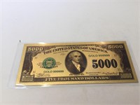 5,000 dollar 24k gold bill