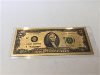 2 dollar 24k gold bill