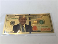 1,000 dollar Trump 24k gold bill