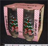 Vintage Luminarc set of (4) Christmas glasses