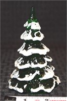 Fenton Art Glass green flocked Christmas Tree