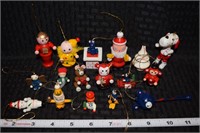 Lot of (17) wooden miniature Christmas ornaments