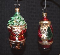 2) Vtg Inge Glass W Germany Christmas ornaments