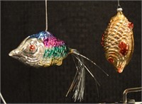 2) Vtg West Germany mercury glass fish ornaments