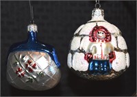 2) Poland vtg mercury glass Christmas ornaments