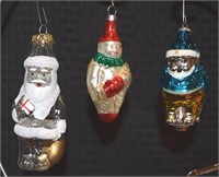 3) vintage mercury glass Christmas ornaments