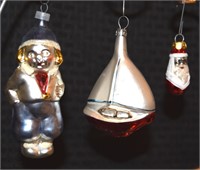 3) vintage mercury glass Christmas ornaments