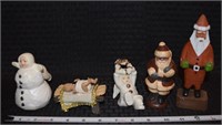 (5) Christmas themed ceramic & wood figures