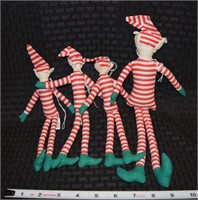 (4) cloth Christmas Elf figures 10-13" long