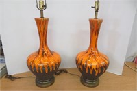 Pair of Vintage MCM Lamps 34"H