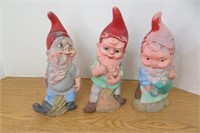 Set of Vintage Plastic 11"H Garden Gnomes