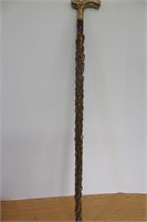 Brass Handled Walking Stick 37.5"Long