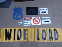 1 wide load sign on Route 66 metal sign please