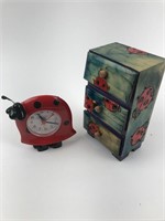 Tiny hand painted cabinet with clock