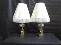 set vintage brass base Stiffle style lamp