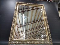 33"x25" Beveled Mirror in Gold Tone Wood Frame