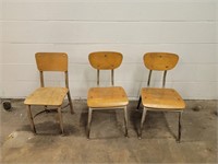 3 Vintage Kids school chairs