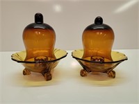 Amber Candle Holder w/ lids