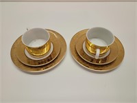 Plates and Cups with Gold Trim