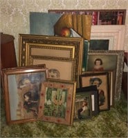 Pictures in frames and painting on canvas