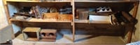 Shelves, candlestick holder, mirror, birdcage,