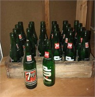 7up Bottles in Wooden Crate