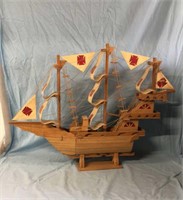 30" Vintage Wooden Schooner Ship