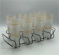 1950s Stallion Gold Star High Ball Glasses Set