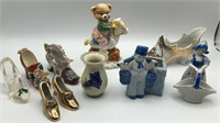 Porcelain Shoes, Blue Delft Figurines, etc