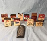 11pc Vintage Spice Tins, Grater Kitchenwares