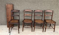 4 Mahogany Cane Set Chairs w/ Table Leafs