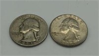 1953 & 1964 Silver Washington Quarters