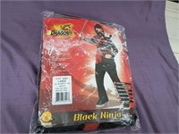 nip black ninja costume large kids size