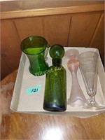 Crackle glass & vases