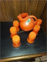 Orange  6 glasses and water pitcher