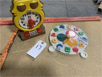 2 Vintage Educational Clock Toys