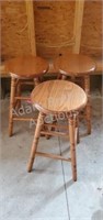3 solid oak swivel 24-inch bar stools