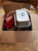 Estate Lot: Box of Kitchen Items (living room)