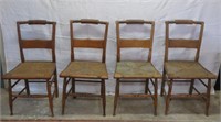 Chairs - 4 -rush woven seats- mildew damage on 2-