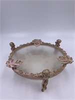 Footed, Decorative Frosted Glass bowl