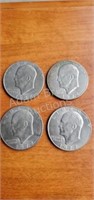 4 Eisenhower 1972-D $1 dollar coins